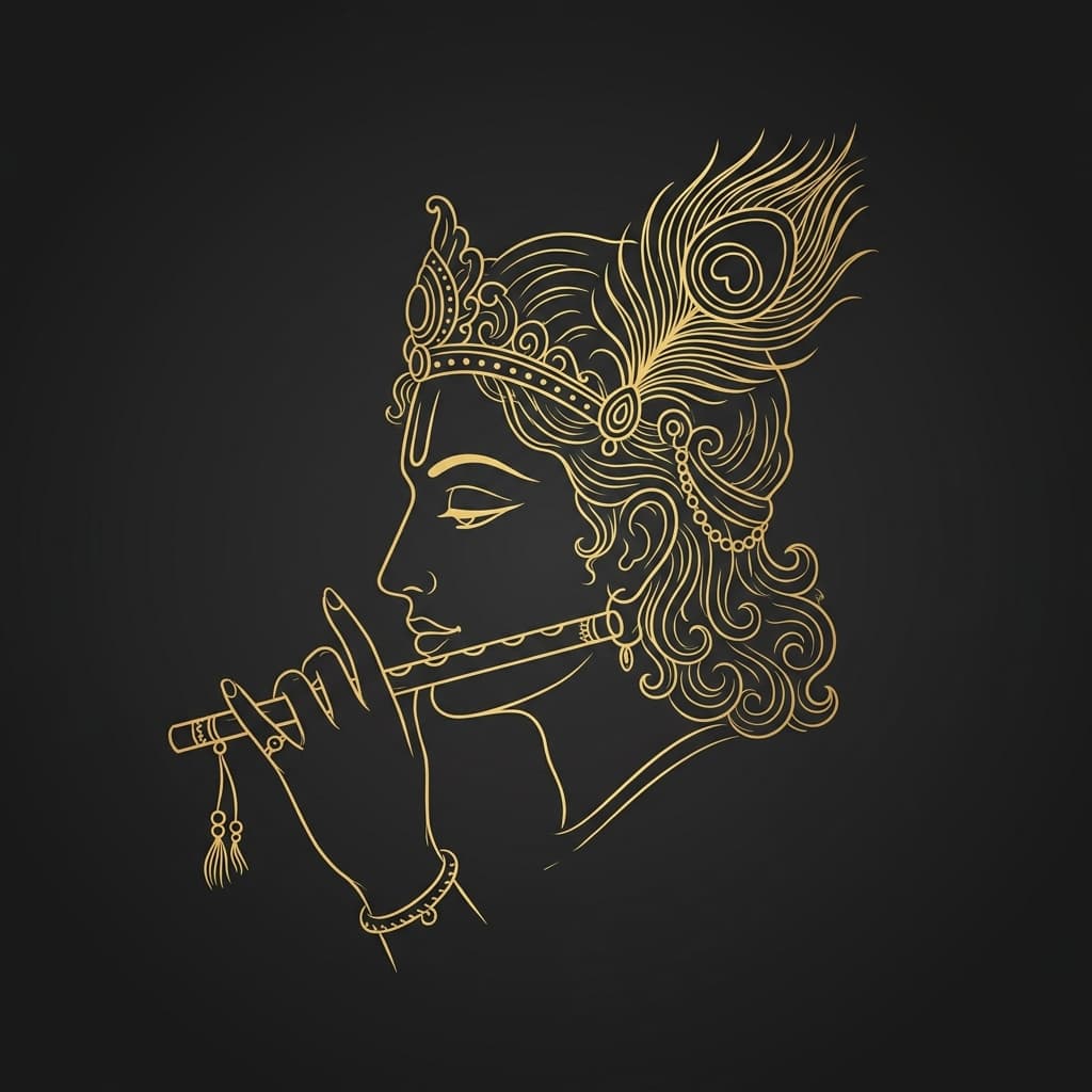 Murli Flute Lord Krishna Sketch